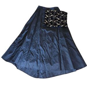 Vintage 90s Scott McClintock Black Embrodered Evening 2-pc Skirt Top Set Size 12